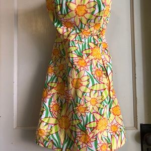 Lilly Pulitzer Strapless Dress Yellow textured 2
